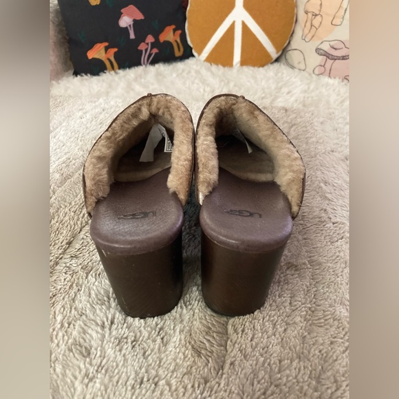 SOLD_Ugg Australia Kassi Suede Sheepskin Heeled Clogs_Size 9 - Picture 6 of 8